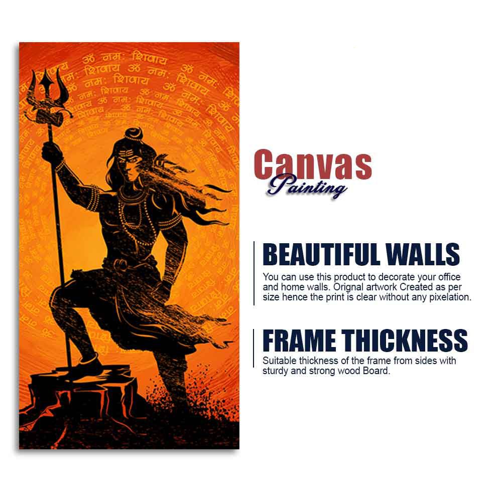 Lord Shiva with Trishul Canvas Wall Painting - Decor Smart