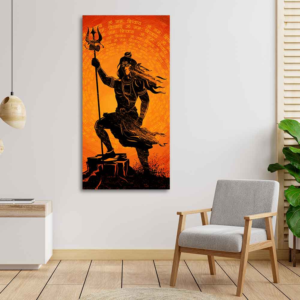 Lord Shiva with Trishul Canvas Wall Painting - Decor Smart
