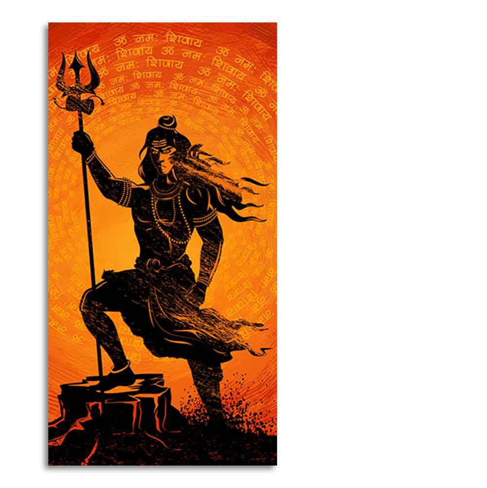 Lord Shiva with Trishul Canvas Wall Painting - Decor Smart