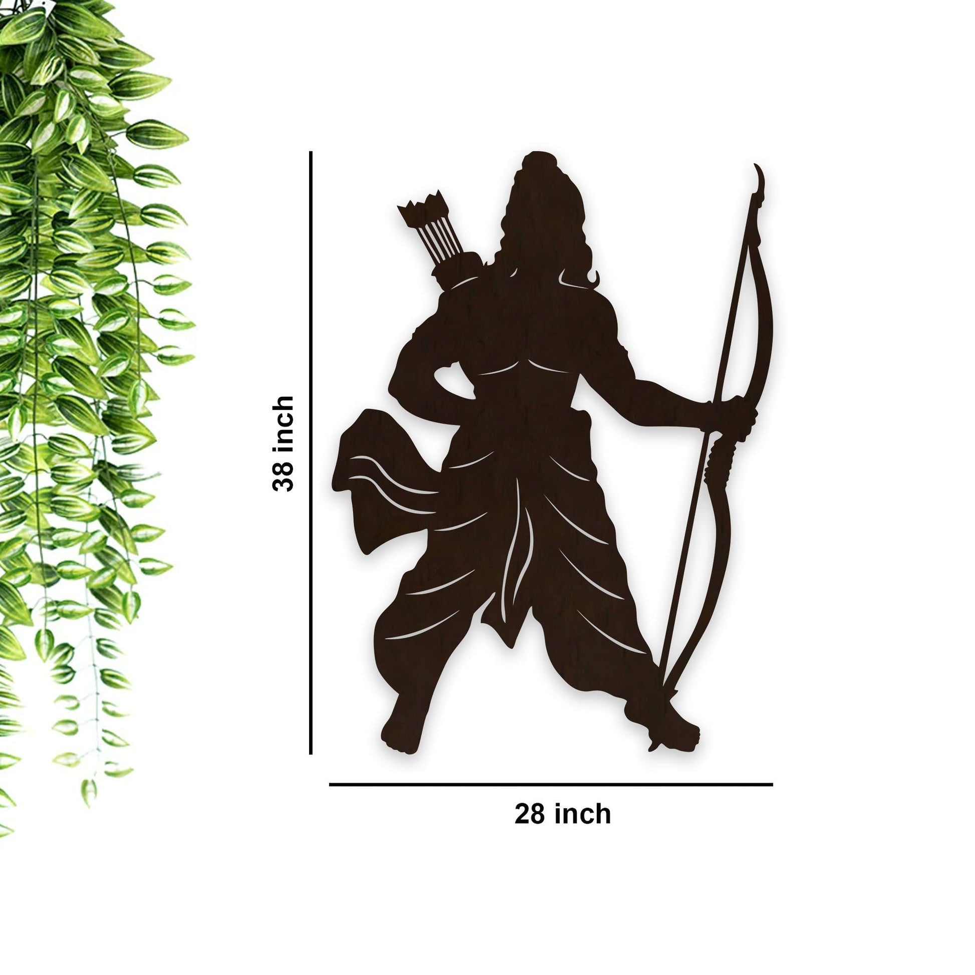 Lord Shree Ram Backlit Wooden Wall Decor with LED Night Light Walnut Finish - Decor Smart