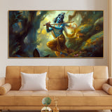 Lord Shri Krishna Playing with Flute Canvas Wall Painting - Decor Smart