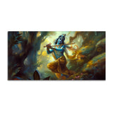 Lord Shri Krishna Playing with Flute Canvas Wall Painting - Decor Smart