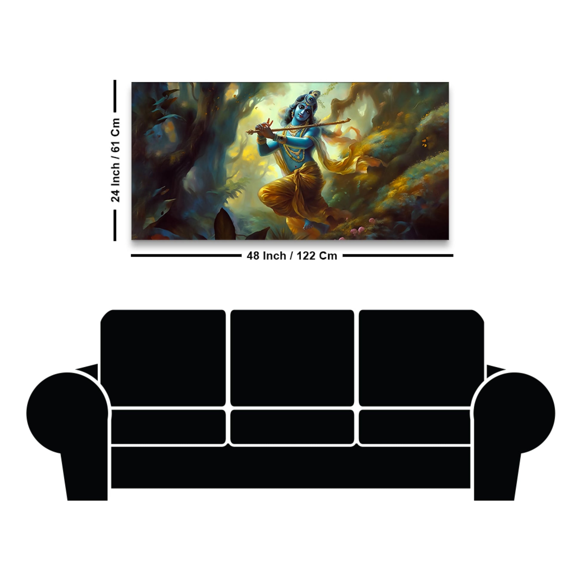 Lord Shri Krishna Playing with Flute Canvas Wall Painting - Decor Smart