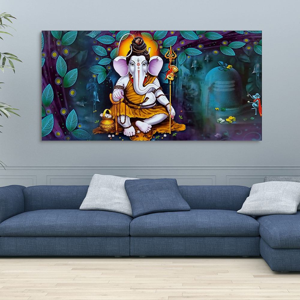 Lord Spiritual Ganesha Canvas Wall Painting – Divine Art by Decor Smart
