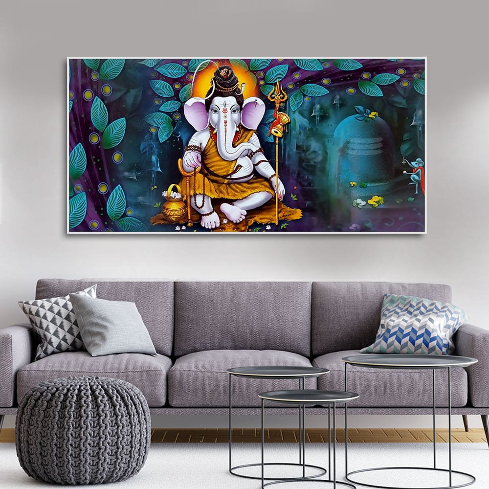 Lord Spiritual Ganesha Canvas Wall Painting – Divine Art by Decor Smart