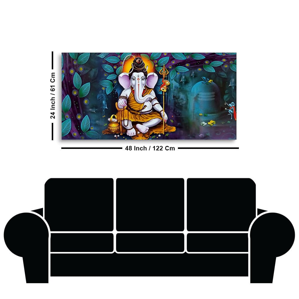Lord Spiritual Ganesha Canvas Wall Painting – Divine Art by Decor Smart