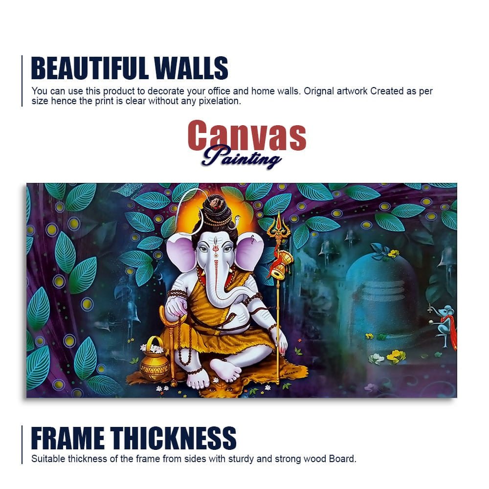 Lord Spiritual Ganesha Canvas Wall Painting – Divine Art by Decor Smart