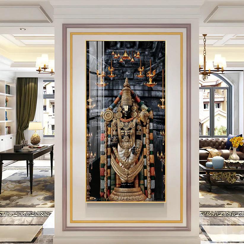 Lord Tirupati Premium Acrylic Floating Vertical Wall Painting - Decor Smart