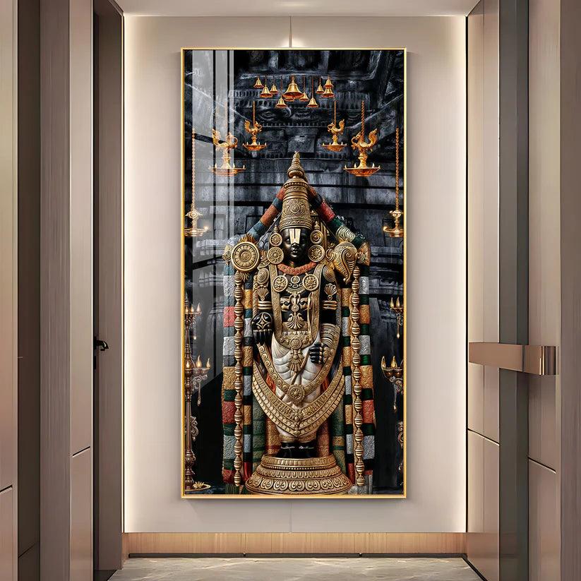 Lord Tirupati Premium Acrylic Floating Vertical Wall Painting - Decor Smart