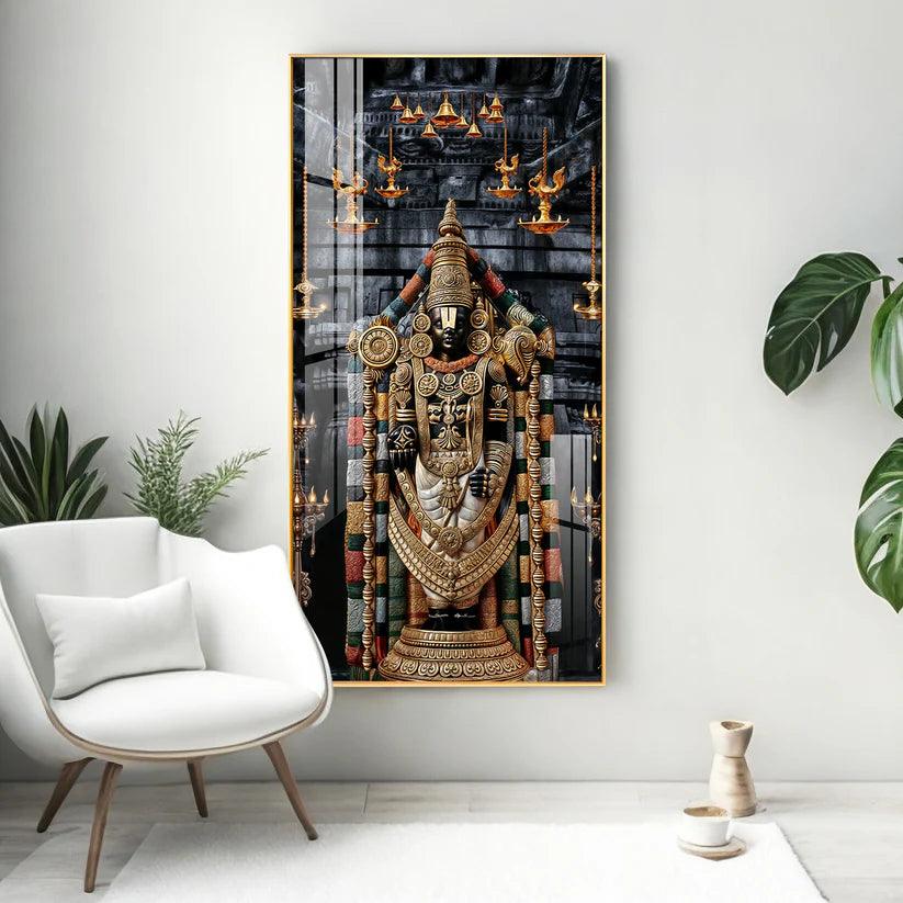 Lord Tirupati Premium Acrylic Floating Vertical Wall Painting - Decor Smart