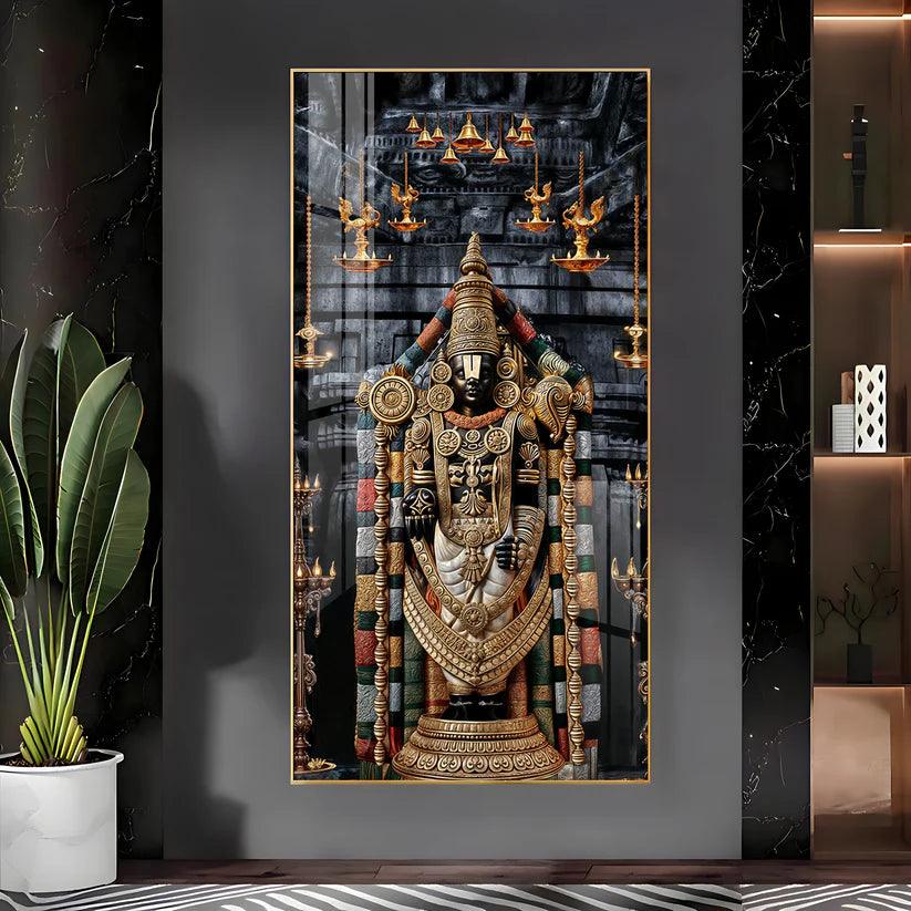 Lord Tirupati Premium Acrylic Floating Vertical Wall Painting - Decor Smart