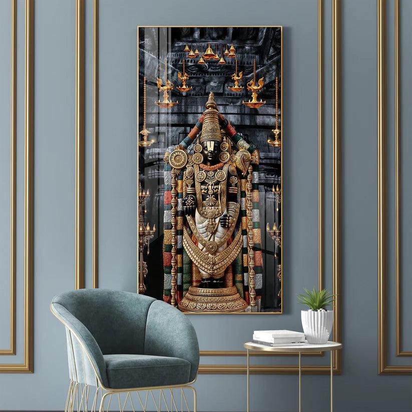 Lord Tirupati Premium Acrylic Floating Vertical Wall Painting - Decor Smart