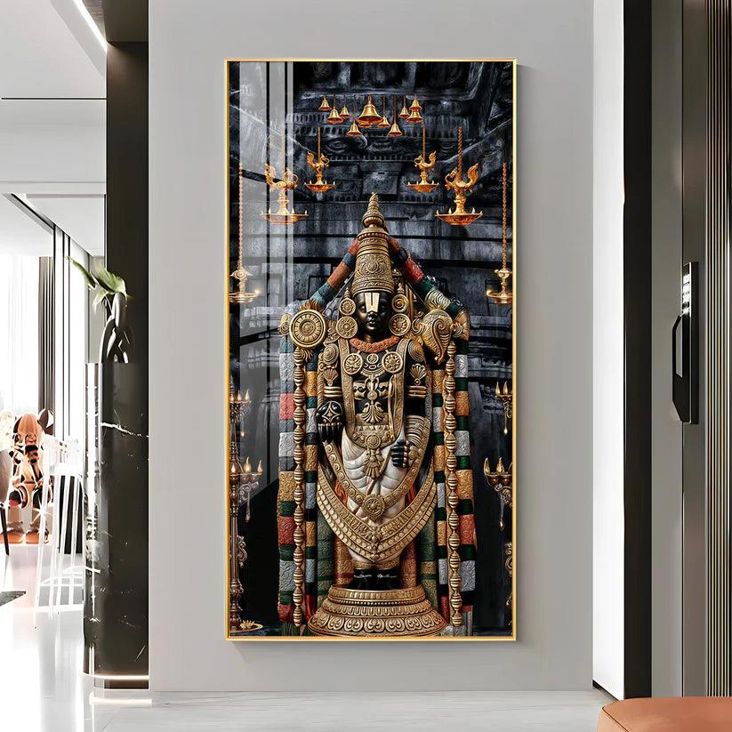 Lord Tirupati Premium Acrylic Floating Vertical Wall Painting - Decor Smart