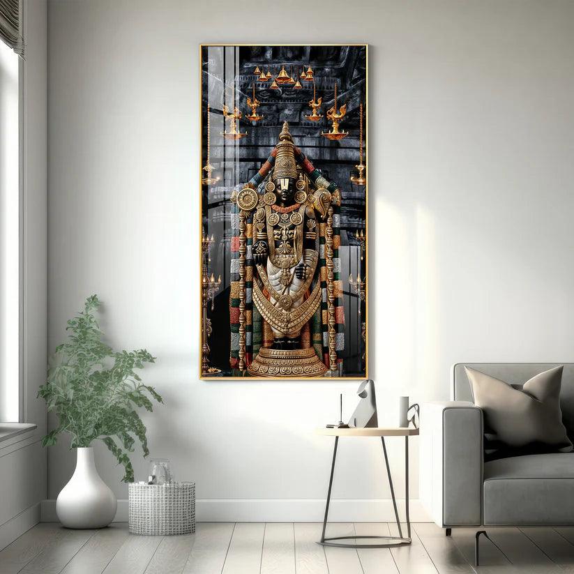 Lord Tirupati Premium Acrylic Floating Vertical Wall Painting - Decor Smart