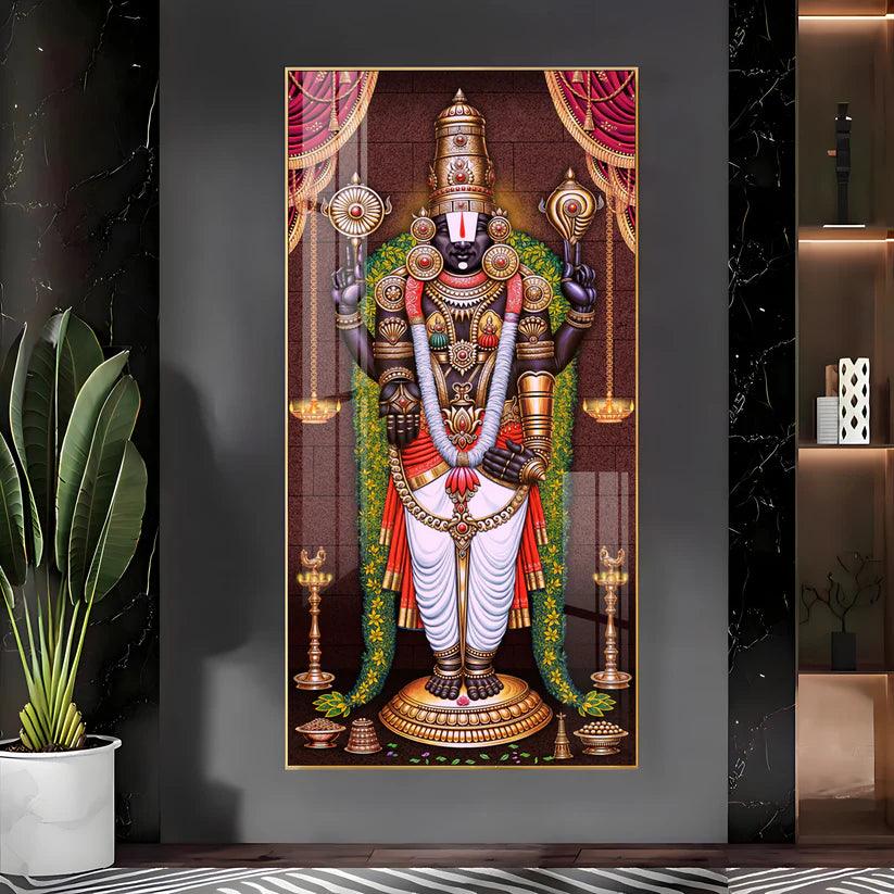 Lord Venkateswara Tirupati Balaji Premium Acrylic Floating Vertical Wall Painting - Decor Smart