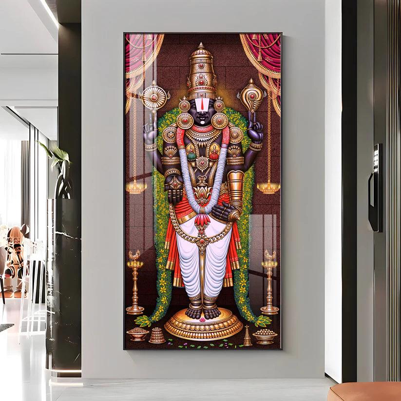 Lord Venkateswara Tirupati Balaji Premium Acrylic Floating Vertical Wall Painting - Decor Smart