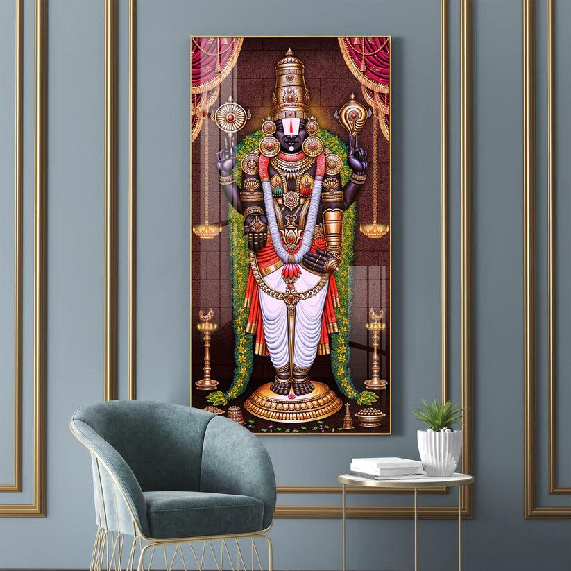 Lord Venkateswara Tirupati Balaji Premium Acrylic Floating Vertical Wall Painting - Decor Smart