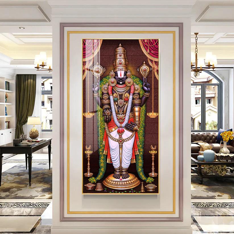 Lord Venkateswara Tirupati Balaji Premium Acrylic Floating Vertical Wall Painting - Decor Smart