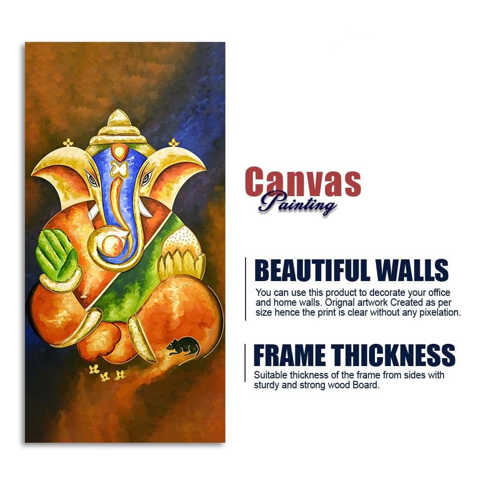 Lord Vighnaharta Ganesha Canvas Wall Painting - Decor Smart