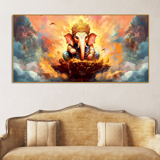 Lord Vighnaharta Ganpati Canvas Wall Painting - Decor Smart