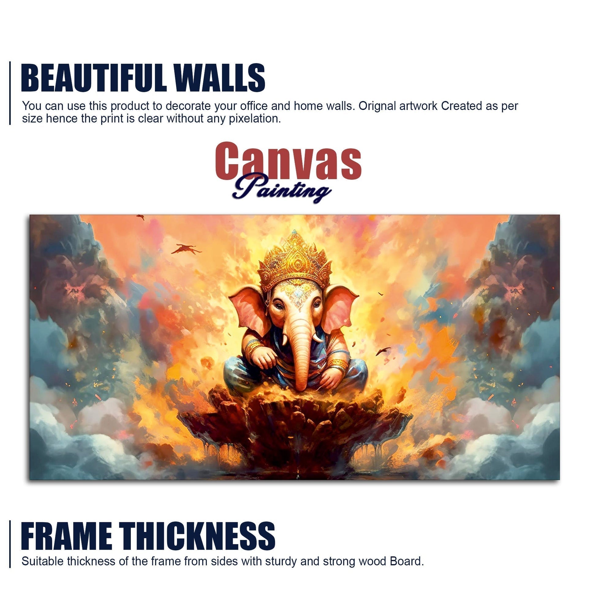 Lord Vighnaharta Ganpati Canvas Wall Painting - Decor Smart