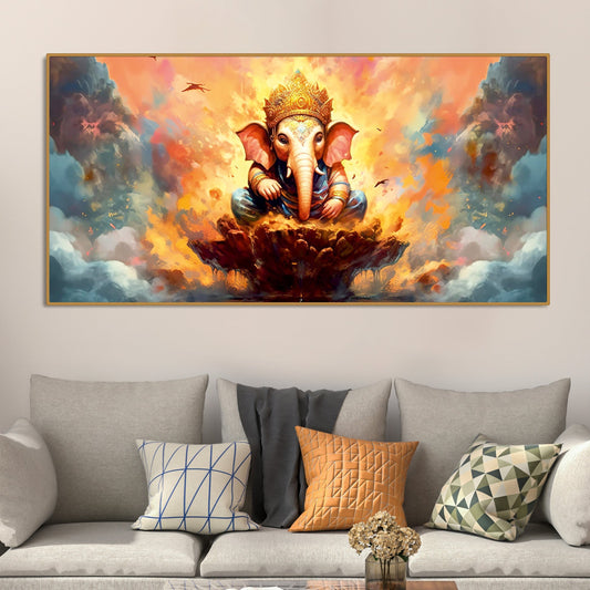 Lord Vighnaharta Ganpati Canvas Wall Painting - Decor Smart