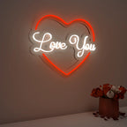 Love You Text in Heart Design Neon LED Light