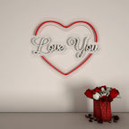 Love You Text in Heart Design Neon LED Light