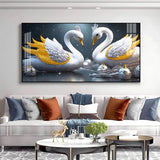 Lovely Swan Couple Premium Acrylic Floating Wall Painting - Decor Smart