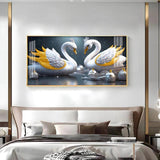 Lovely Swan Couple Premium Acrylic Floating Wall Painting - Decor Smart