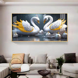 Lovely Swan Couple Premium Acrylic Floating Wall Painting - Decor Smart