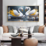 Lovely Swan Couple Premium Acrylic Floating Wall Painting - Decor Smart