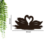 Loving Pair of Swan Backlit Wooden Wall Decor with LED Night Light Walnut Finish - Decor Smart