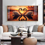 Loving Swan in Sunset Premium Acrylic Floating Wall Painting - Decor Smart