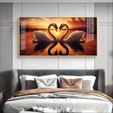 Loving Swan in Sunset Premium Acrylic Floating Wall Painting - Decor Smart
