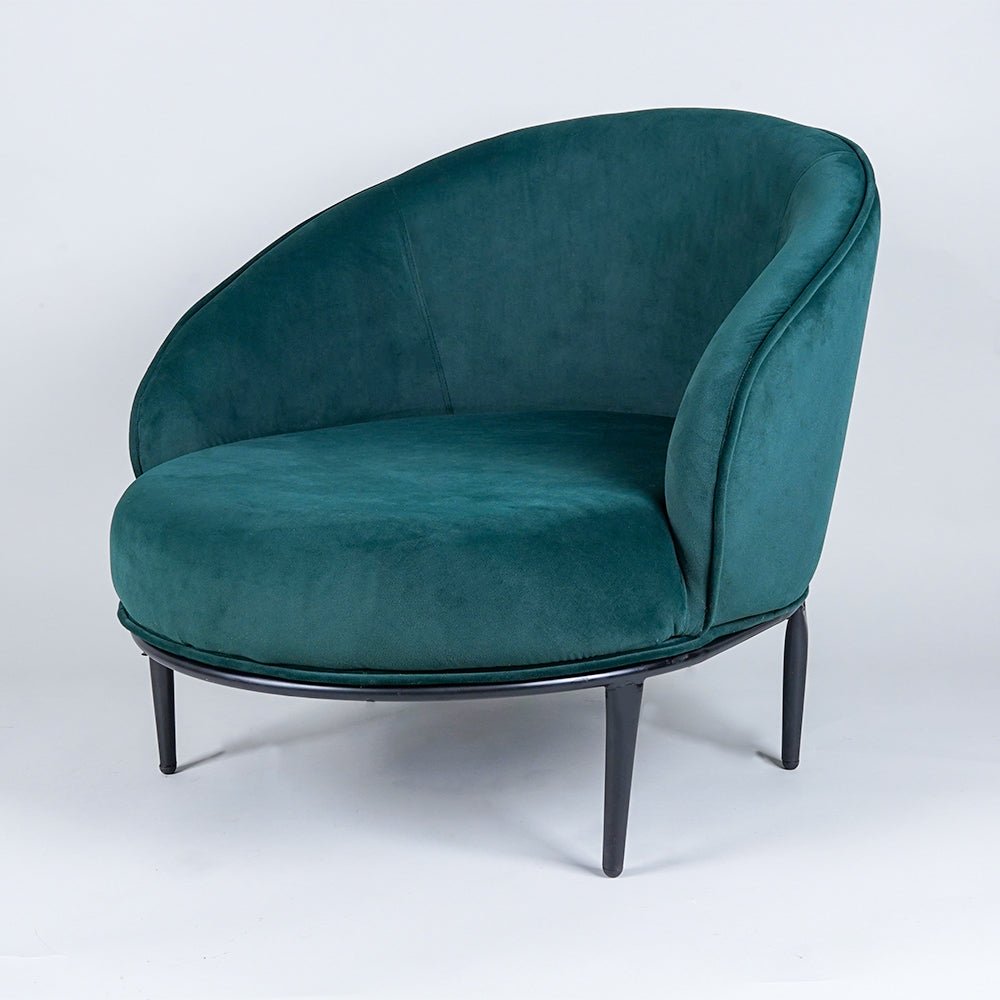 Low - Floor Premium Style Emerald Green Velvet Lounge Chair - Decor Smart