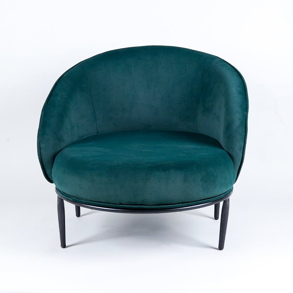 Low - Floor Premium Style Emerald Green Velvet Lounge Chair - Decor Smart