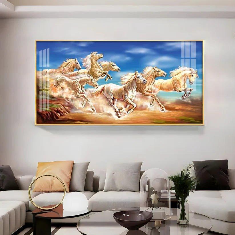 Lucky Horses Premium Acrylic Floating Wall Painting - Decor Smart