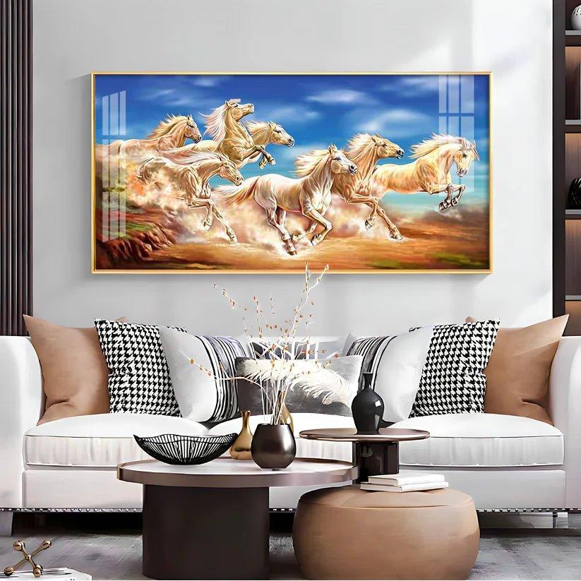 Lucky Horses Premium Acrylic Floating Wall Painting - Decor Smart