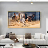 Lucky Running Vastu Horses Premium Acrylic Floating Wall Painting - Decor Smart