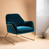 Lush Seagreen Glamorous Style Velvet Lounge Chair - Decor Smart