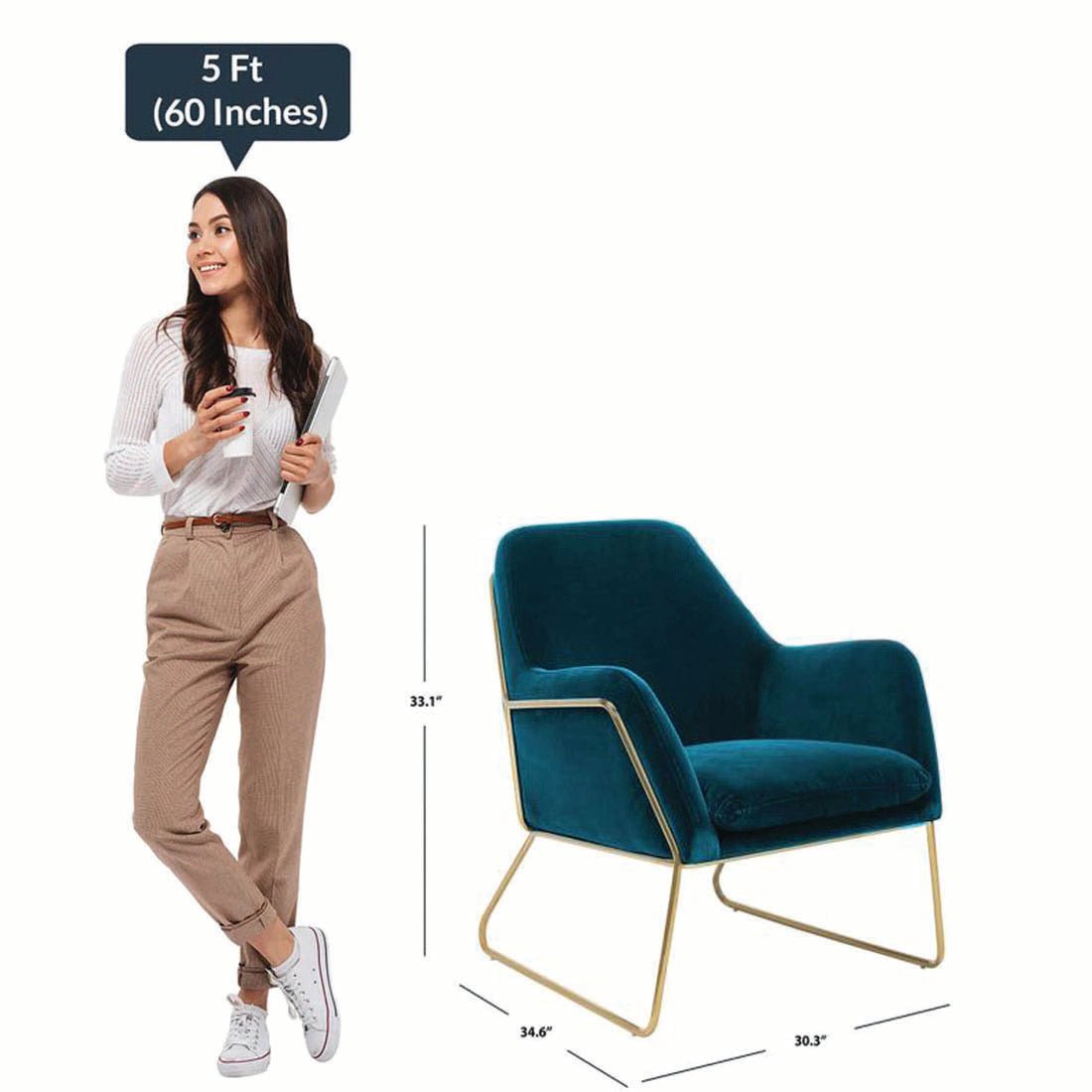 Lush Seagreen Glamorous Style Velvet Lounge Chair - Decor Smart