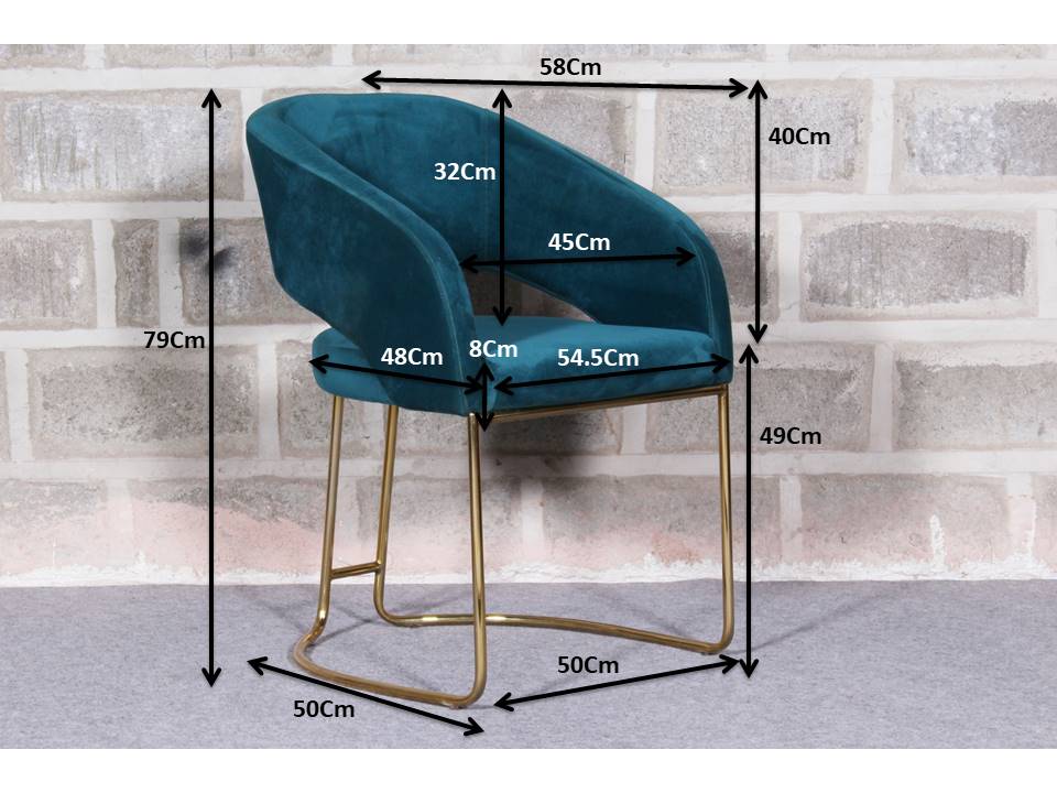 Luxe Blue Color Comfort Seating Velvet & Iron Dining Chair - Decor Smart
