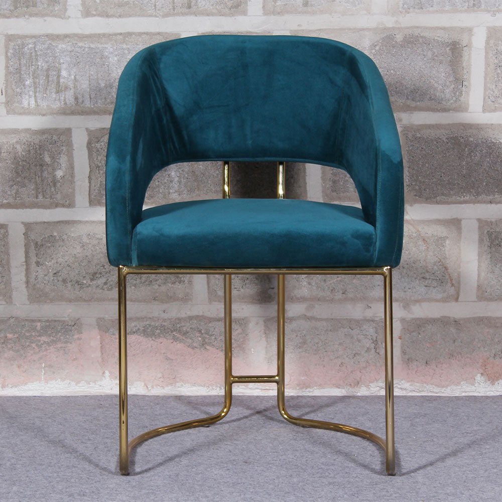 Luxe Blue Color Comfort Seating Velvet & Iron Dining Chair - Decor Smart