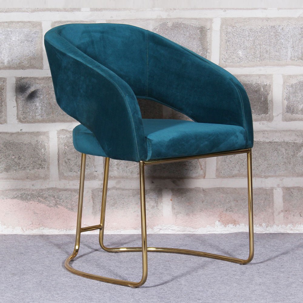 Luxe Blue Color Comfort Seating Velvet & Iron Dining Chair - Decor Smart