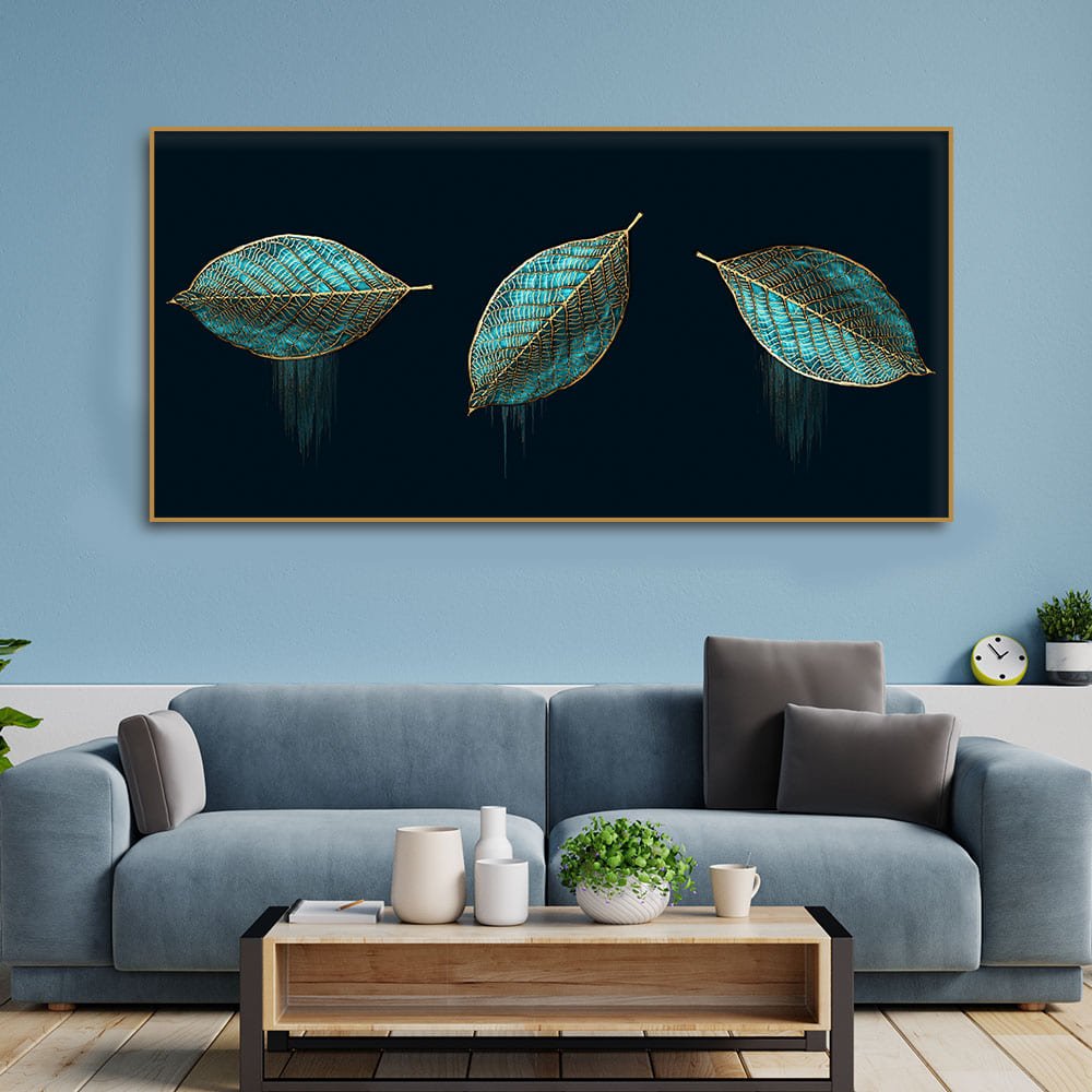 Lux Green Leaves – Premium Abstract Wall Art | Decor Smart