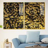 Luxurious Abstract Golden Textural Art Acrylic Floating Wall Painting Set Of 2 - Decor Smart