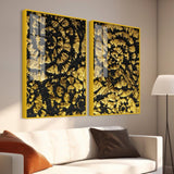 Luxurious Abstract Golden Textural Art Acrylic Floating Wall Painting Set Of 2 - Decor Smart