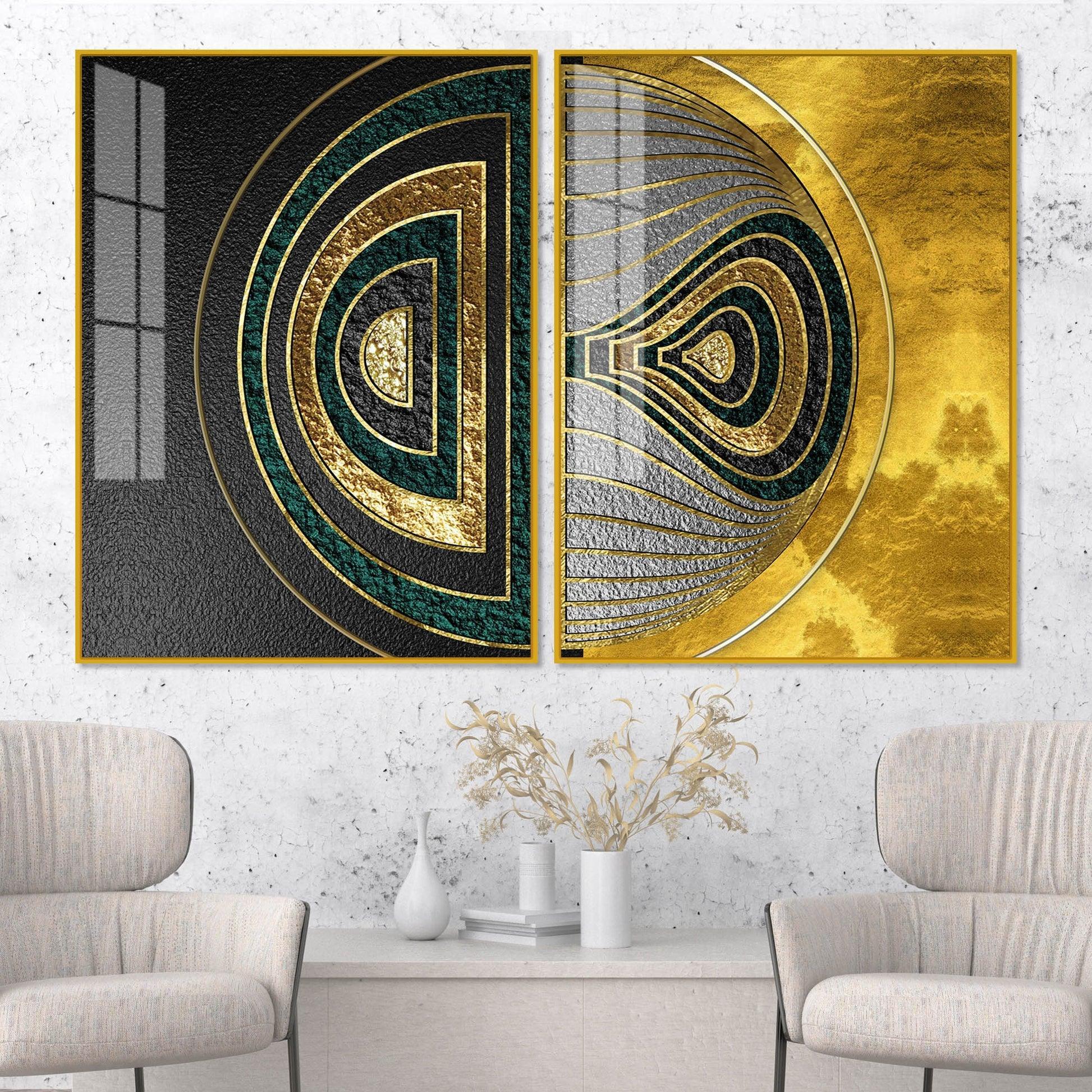 Luxurious Circular Pattern Acrylic Floating Wall Painting Set of 2 - Decor Smart