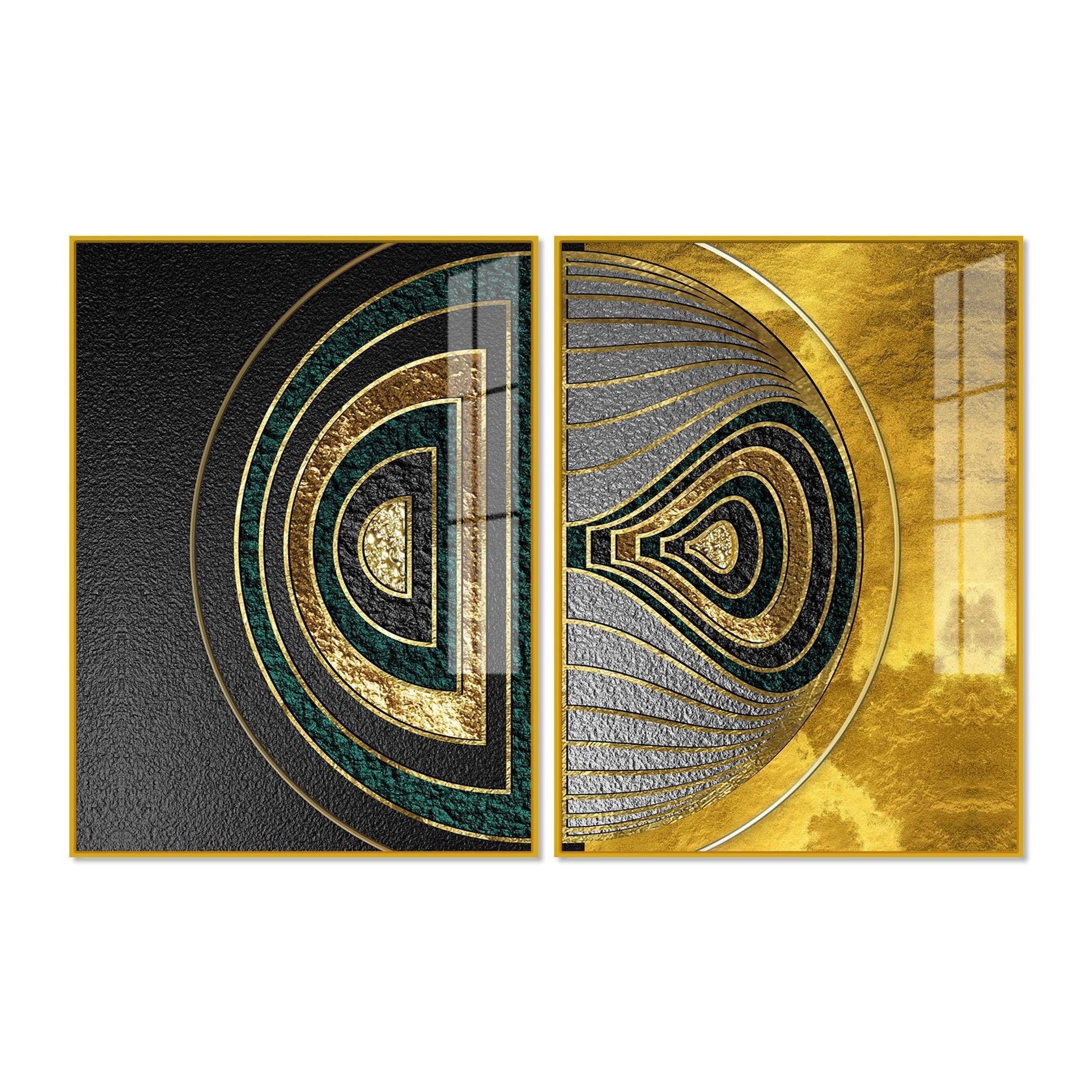 Luxurious Circular Pattern Acrylic Floating Wall Painting Set of 2 - Decor Smart